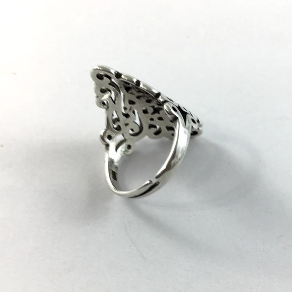 NEW Silver Women's Boho Large Flower Ring Adjustable - Picture 3 of 6